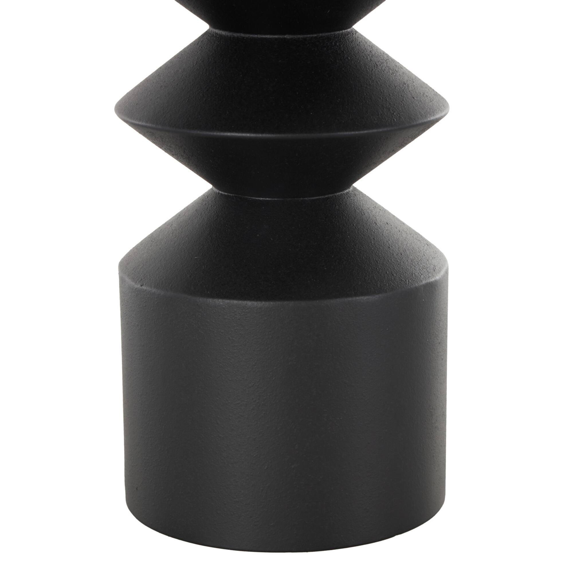 22" Black Metal Art Deco Style Fluted Vase